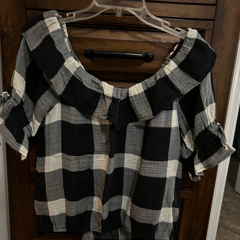 Plaid Off-Shoulder Women's Top